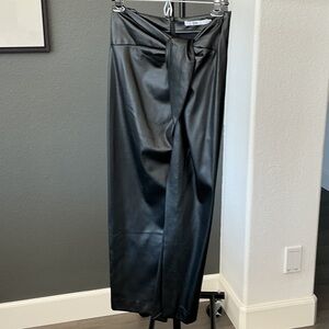 BOA Faux Leather Wrap Tie Midi Skirt M